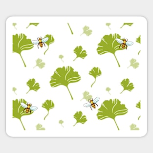 Ginkgo Leaves and Honey Bees Sticker